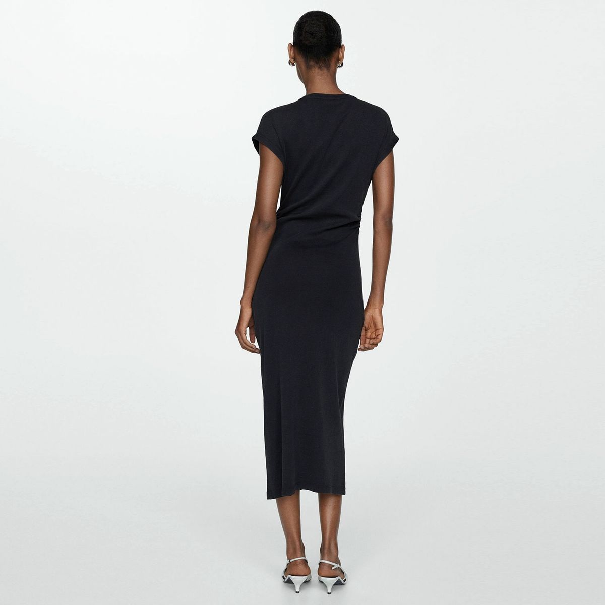 MANGO - Vestido 100% Algodón Drapeado Mujer Mango
