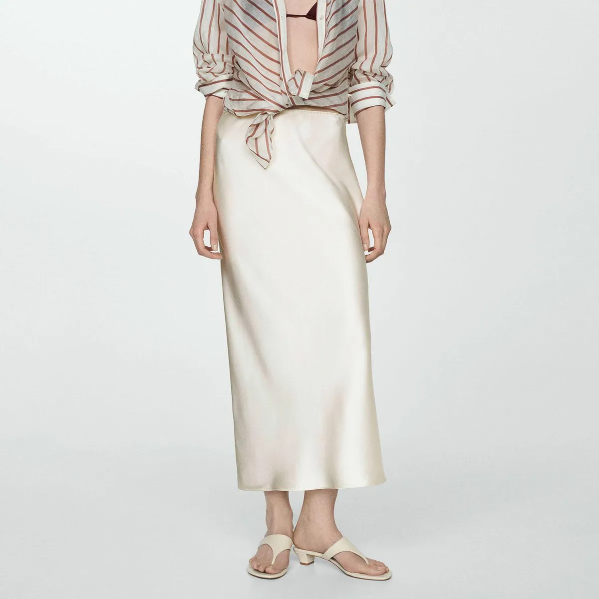 MANGO - Falda Midi Satinada Mujer Mango