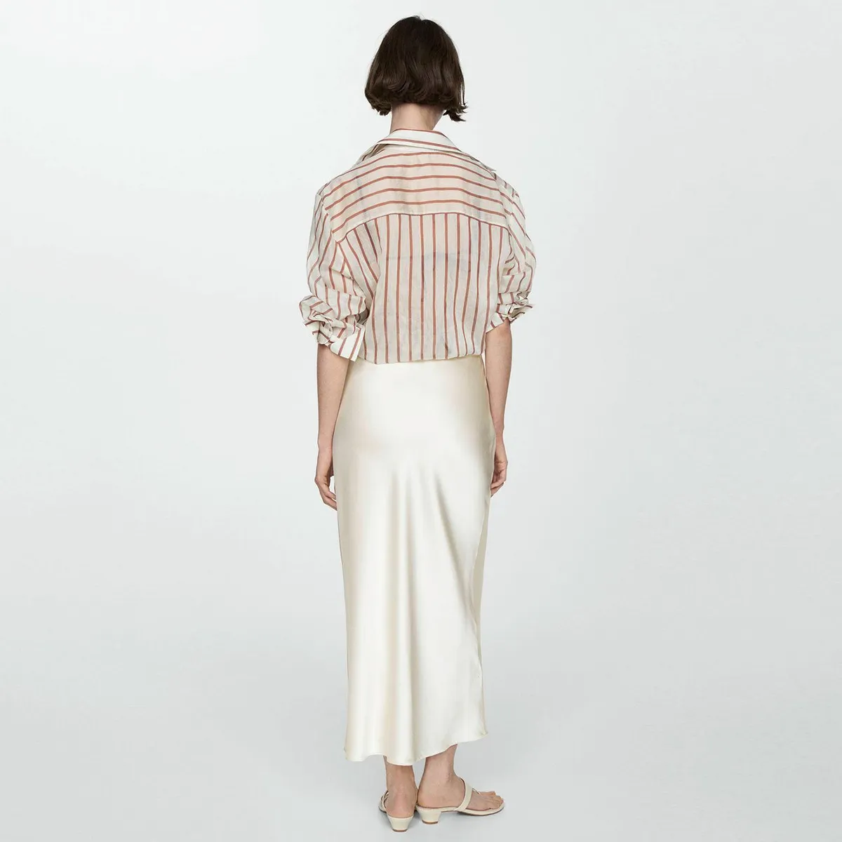 MANGO - Falda Midi Satinada Mujer Mango