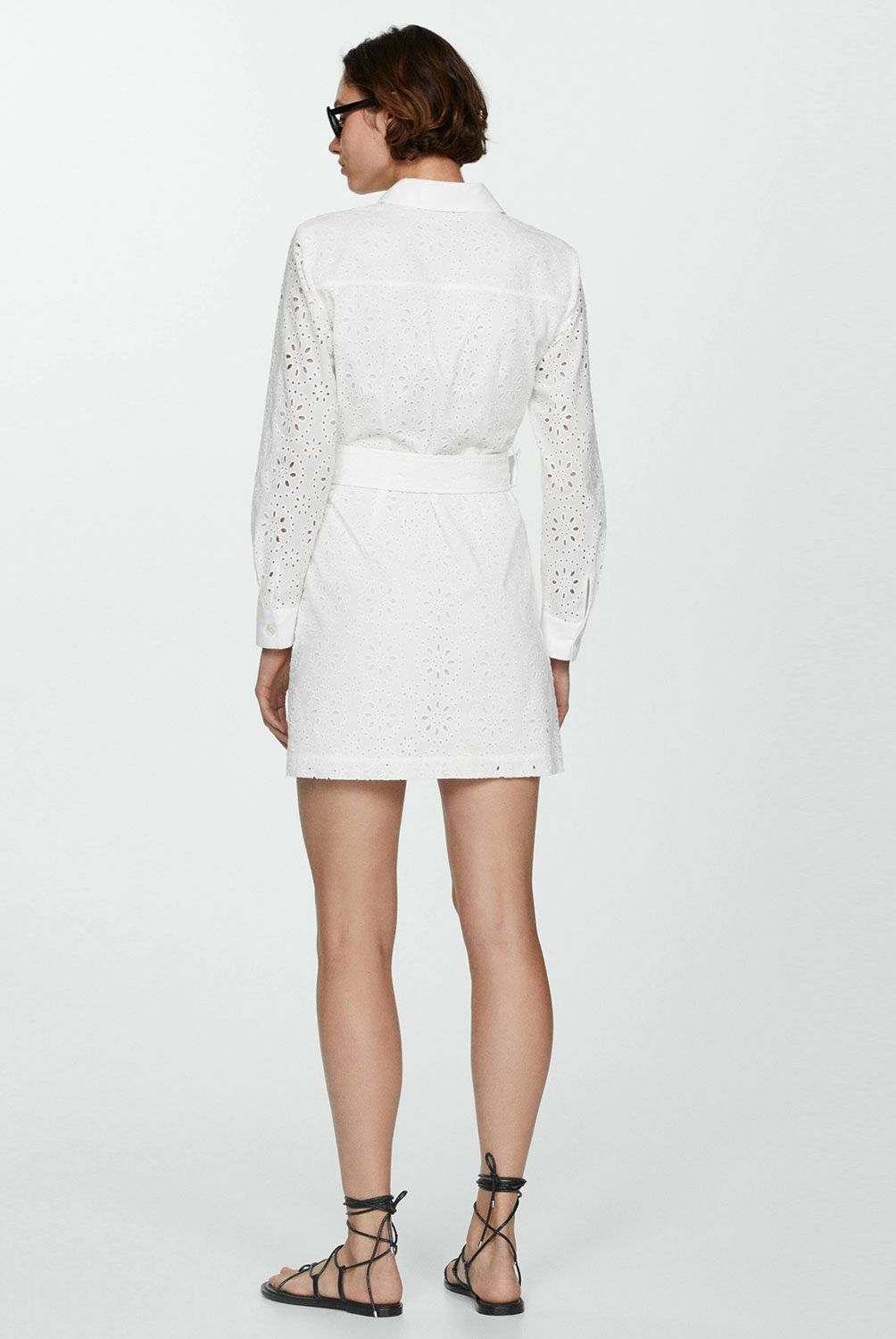 MANGO - Vestido Camisero Bordado Suizo Mujer Mango