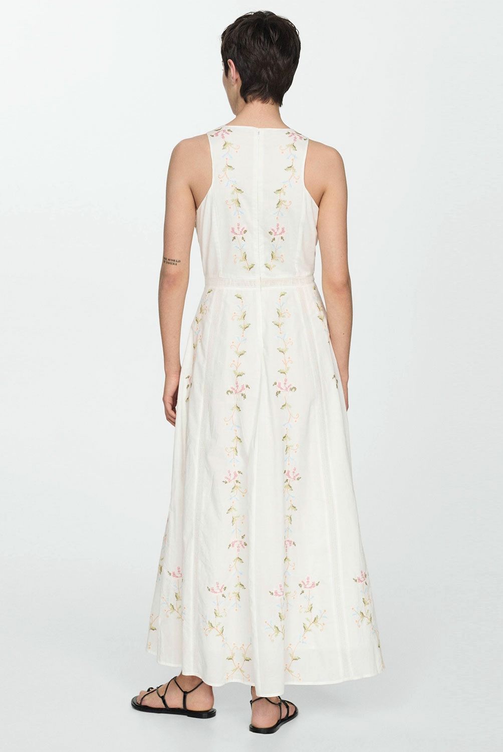 MANGO - Vestido Bordado Algodón Mujer Mango