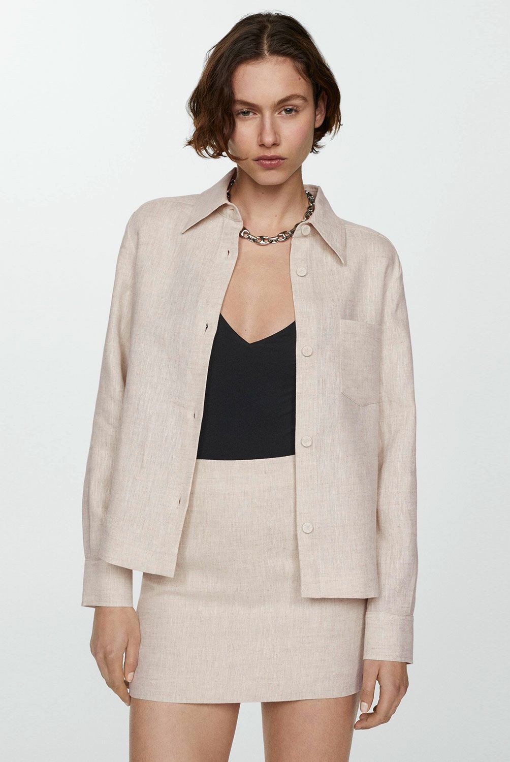 MANGO - Camisa 100% Lino Mujer Mango