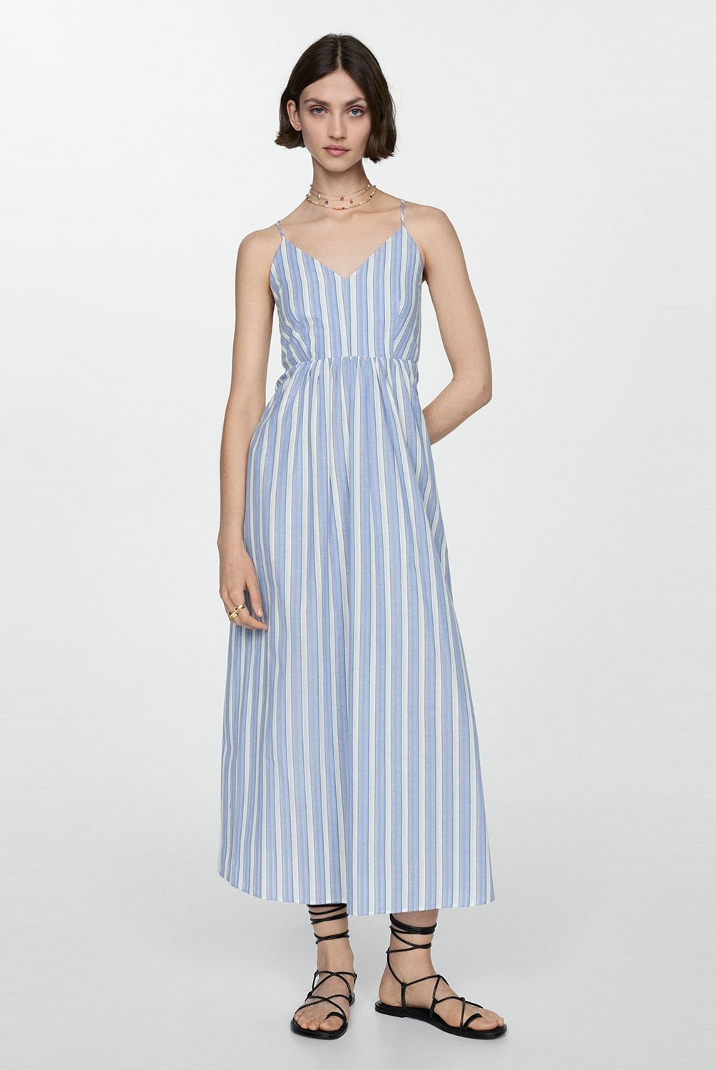 MANGO - Vestido Rayas Abertura Espalda Mujer Mango