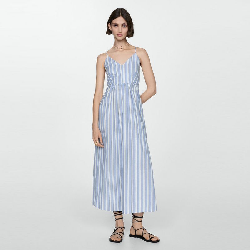 MANGO - Vestido Rayas Abertura Espalda Mujer Mango