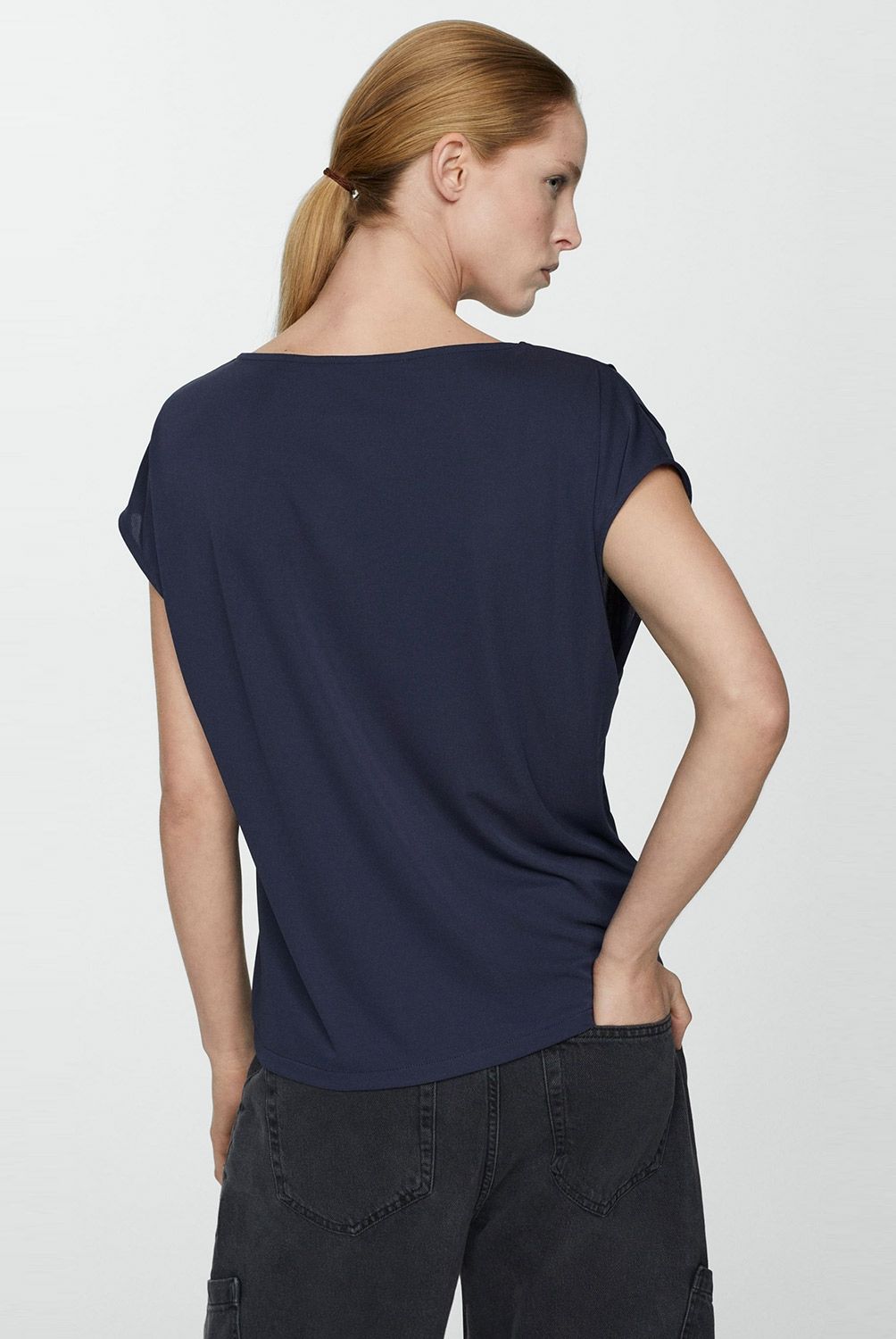 MANGO - Polera Manga Corta Oversize Mujer Mango
