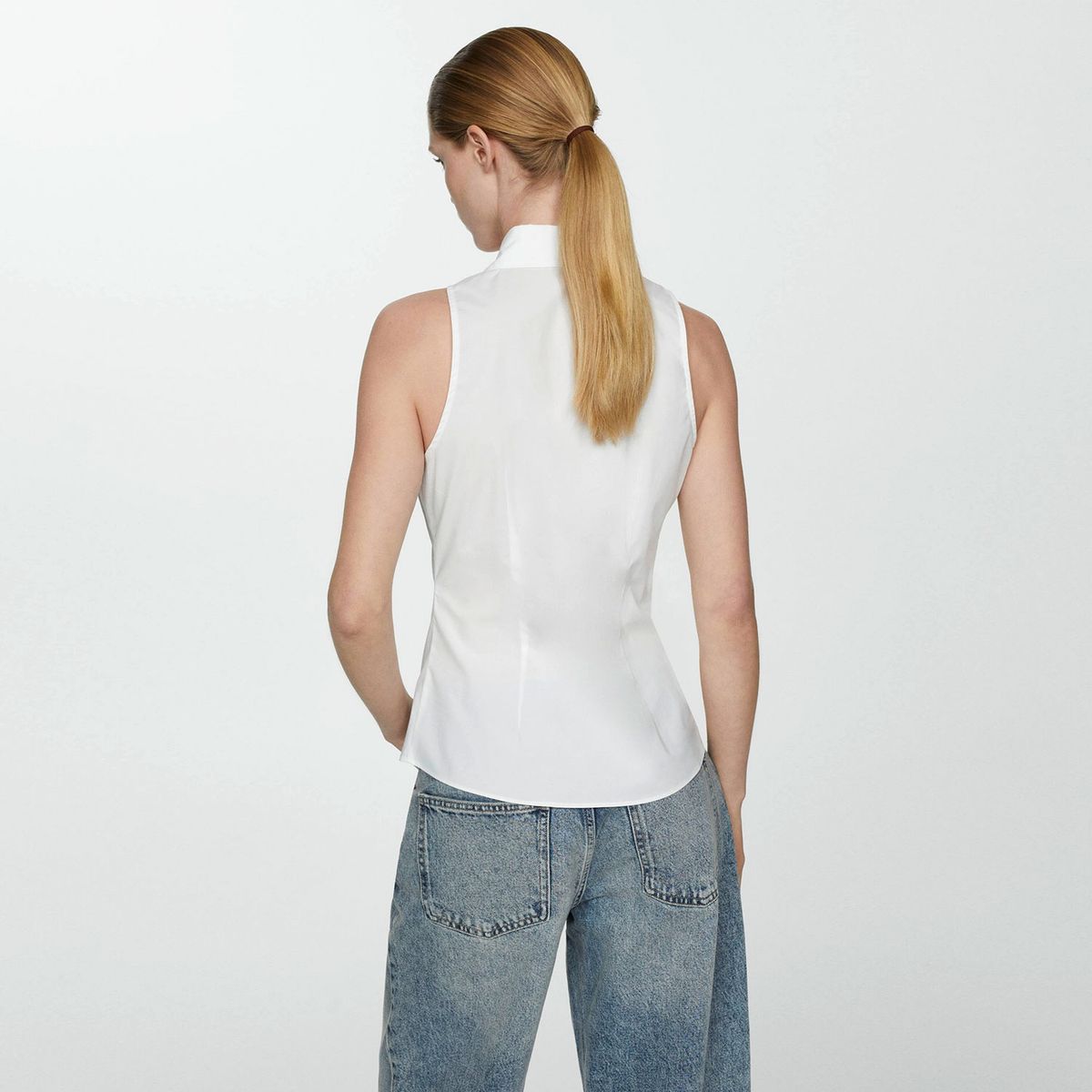 MANGO - Camisa Sin Mangas de Algodón para Mujer Mango