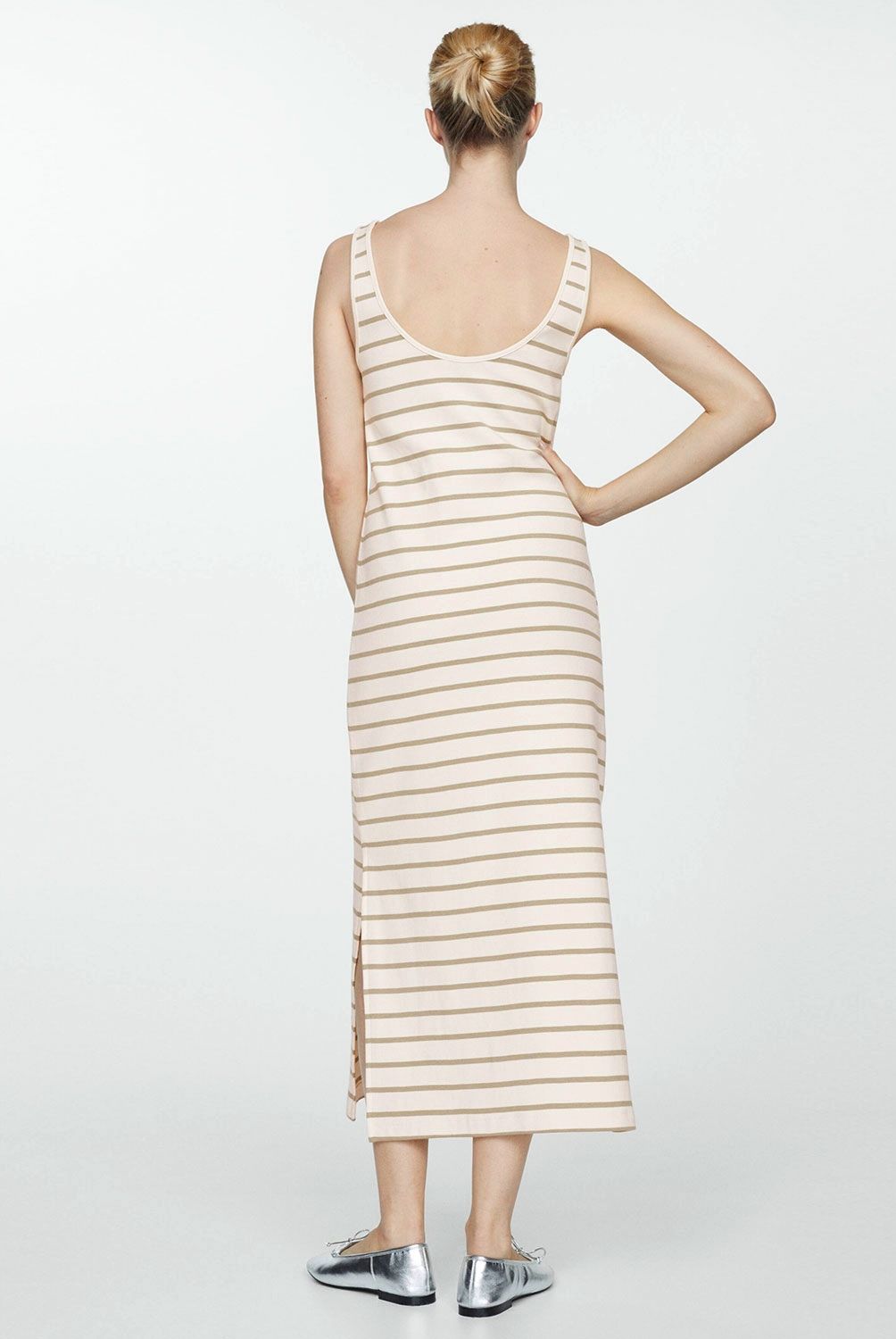 MANGO - Vestido Rayas y Abertura Lateral para Mujer Largo Mango