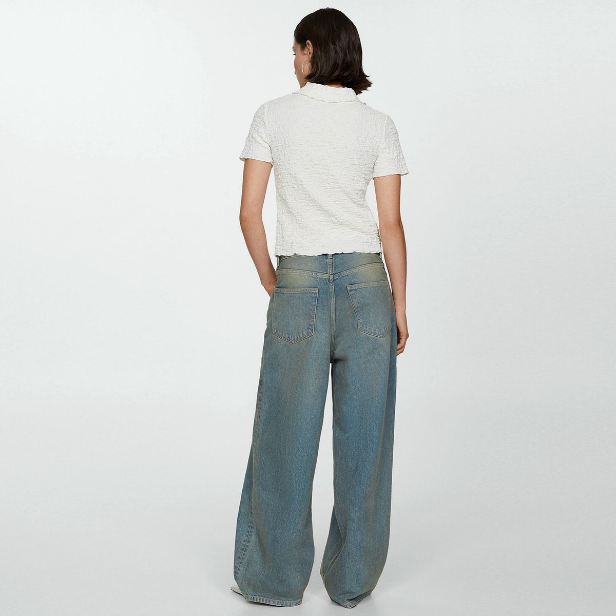 MANGO - Polera Algodón Textura Mujer Mango