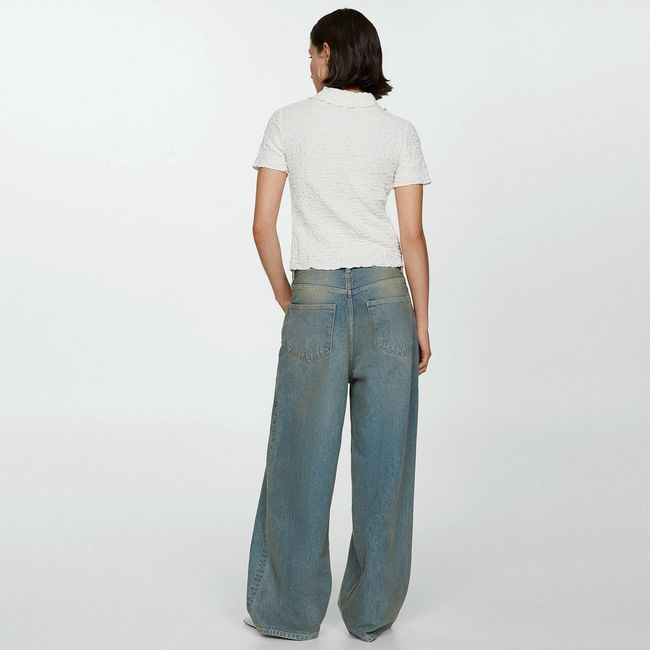 MANGO - Polera Algodón Textura Mujer Mango