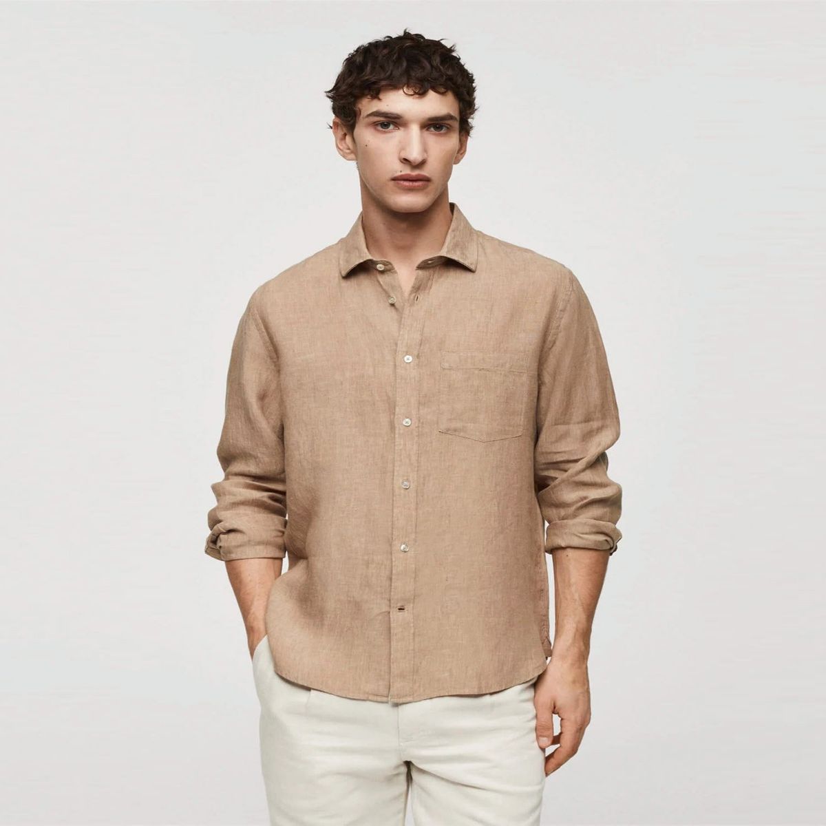 MANGO MAN - Camisa Classic Fit 100% Lino Hombre Mango Man