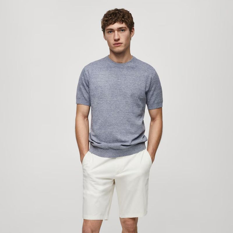 MANGO MAN - Polera Punto Algodón Estructura Hombre Mango Man