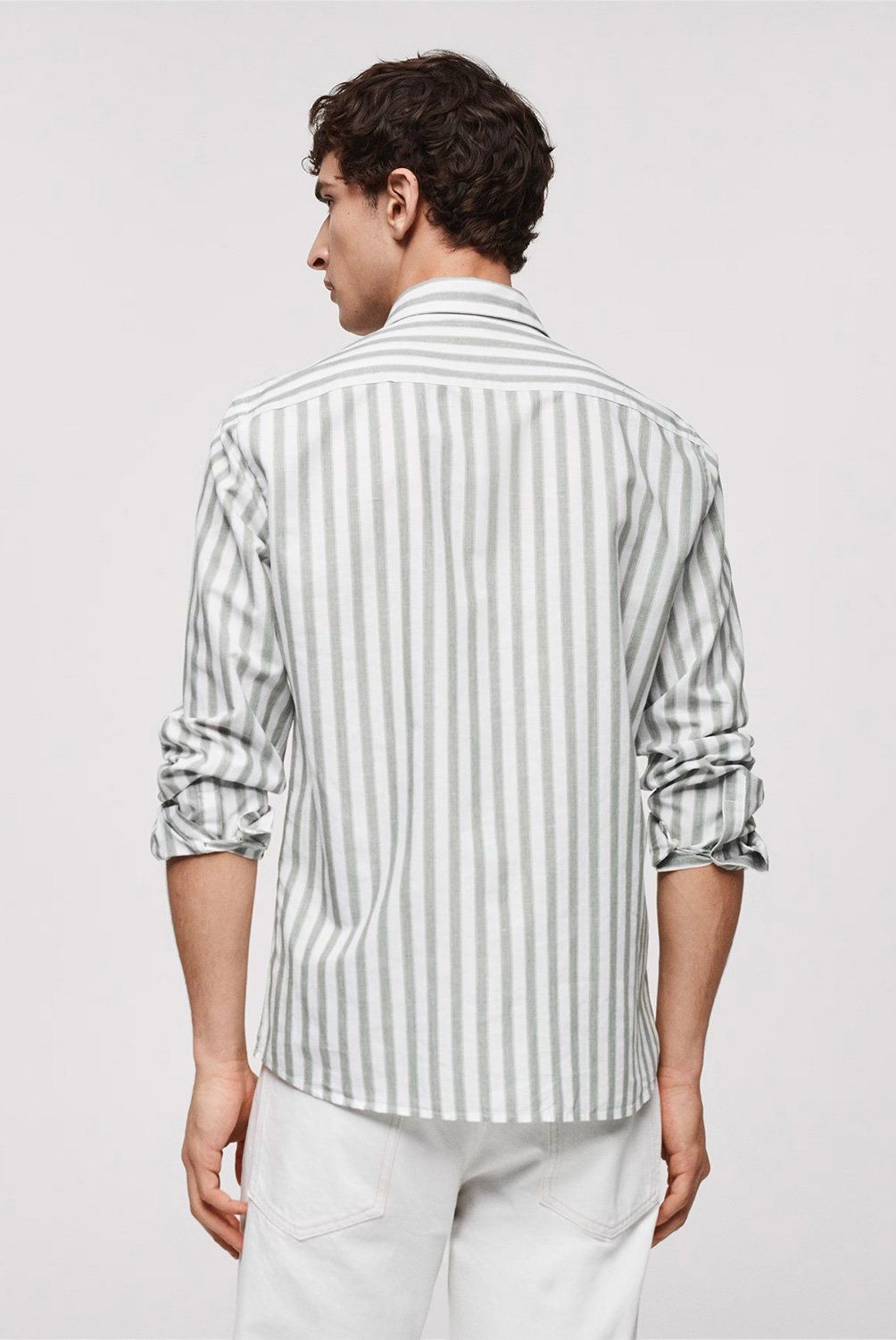 MANGO MAN - Camisa Rayas Mezcla Tencel Lino Hombre Mango Man