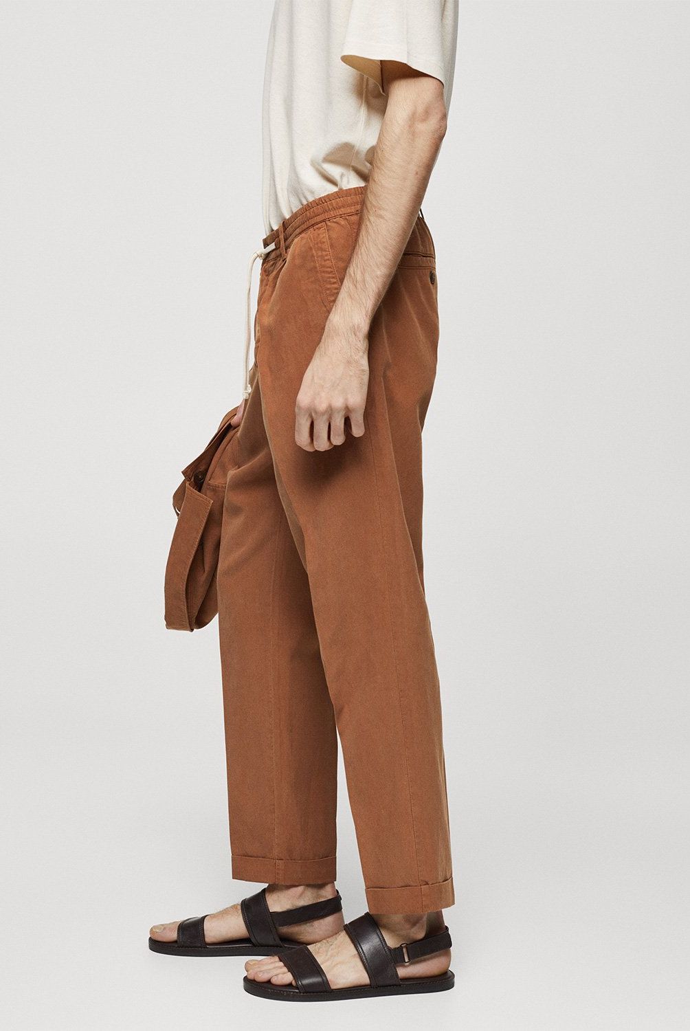 MANGO MAN - Pantalón Slim Fit de Lino con Cordón para Hombre Mango Man