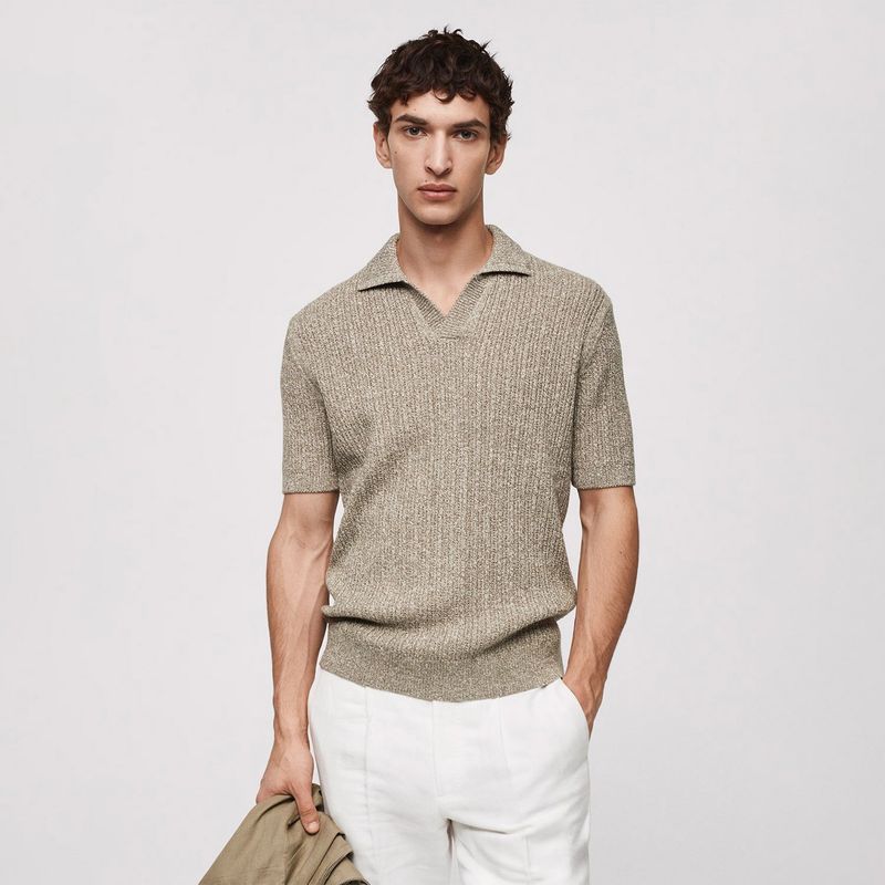 MANGO MAN - Polo Punto Algodón Jaspeado Hombre Mango Man
