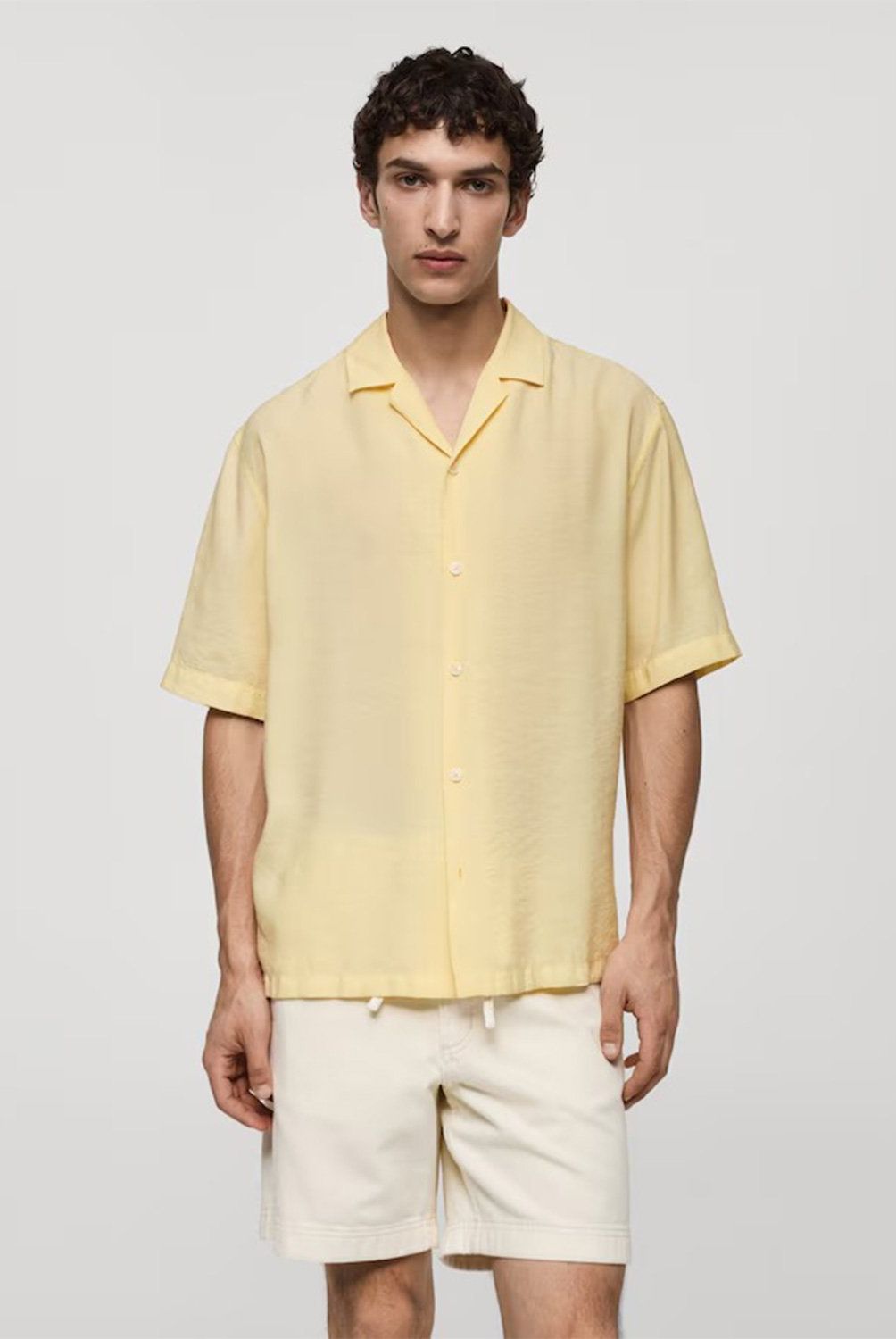 MANGO MAN - Camisa Modal Cuello Bowling Hombre Mango Man