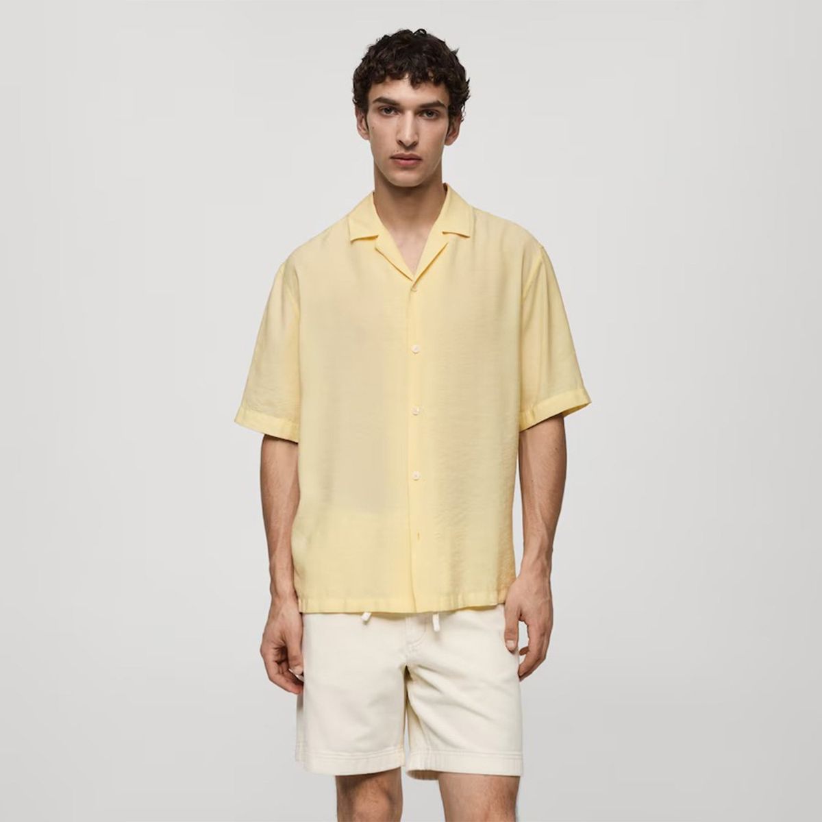 MANGO MAN - Camisa Modal Cuello Bowling Hombre Mango Man