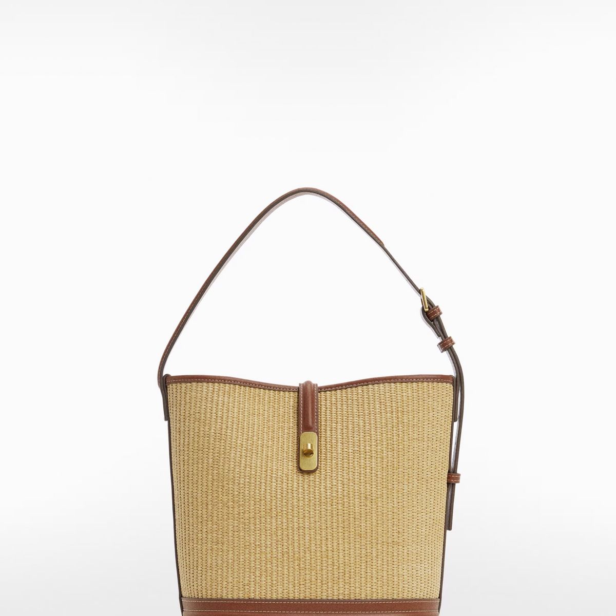 MANGO - Bolso Bucket Efecto Rafia Mujer Mango