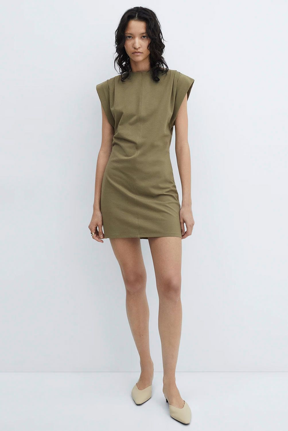MANGO - Vestido Punto Manga Vuelta Mujer Mango