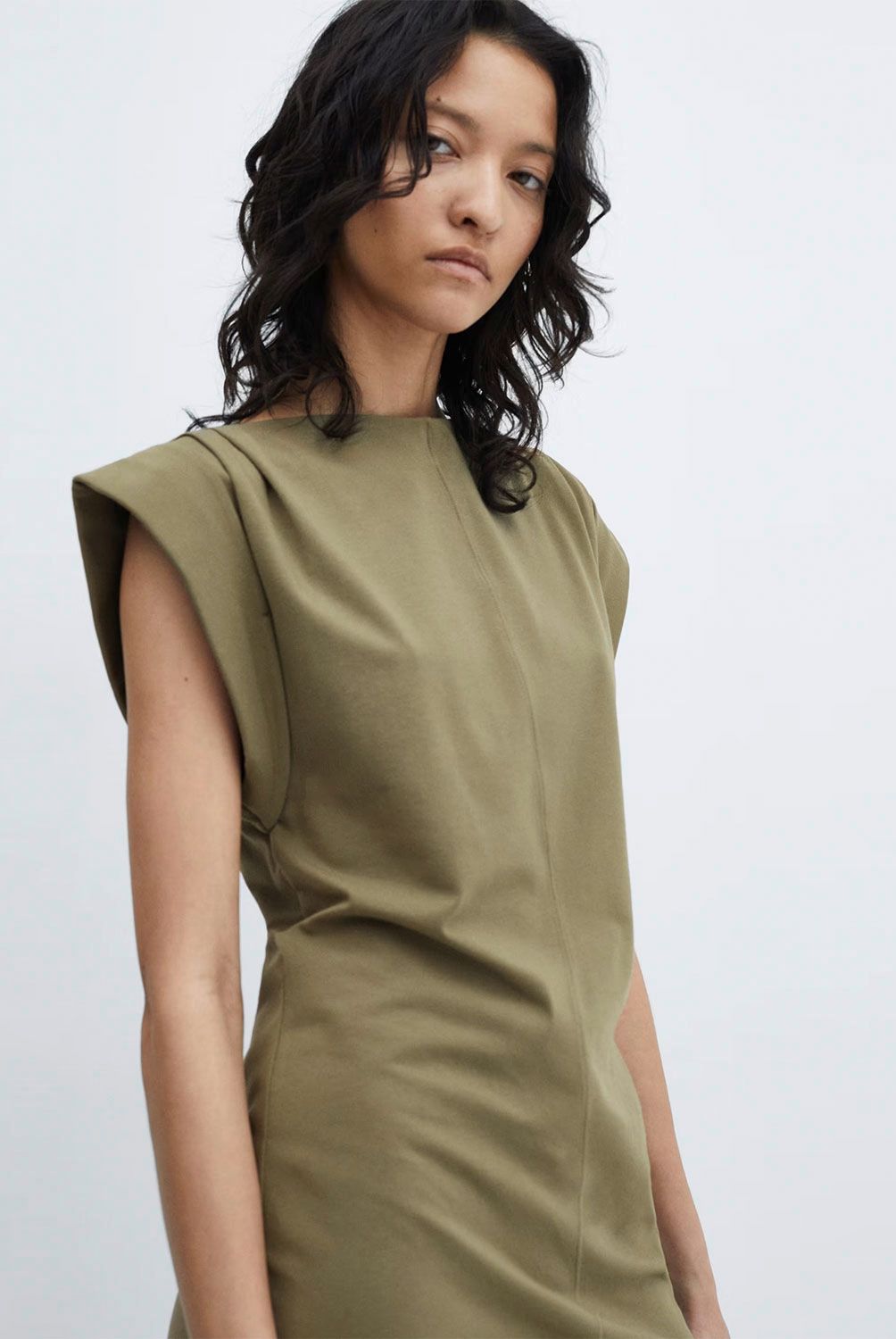 MANGO - Vestido Punto Manga Vuelta Mujer Mango