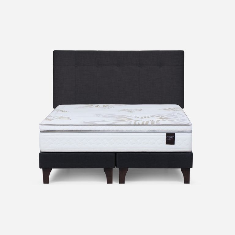 Cama Europea Art 4 King x 2.00mt Base Dividida + Respaldo