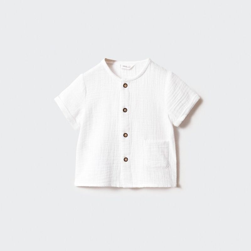MANGO KIDS - Camisa Algodón Botones Unisex Bebé Mango Kids