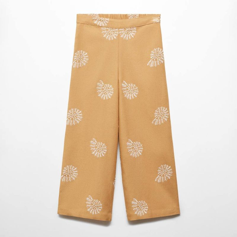 MANGO KIDS - Pantalón Algodón Bordado Niña Mango Kids