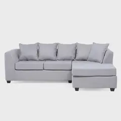 JDO & DESIGN - Sofá Seccional Derecho Tela Lara Velvet Gris Claro Mica