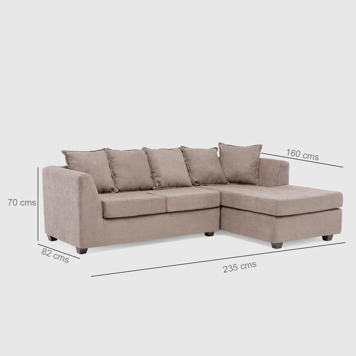 JDO & DESIGN - Sofá Seccional Derecho Tela Lara Velvet Mica