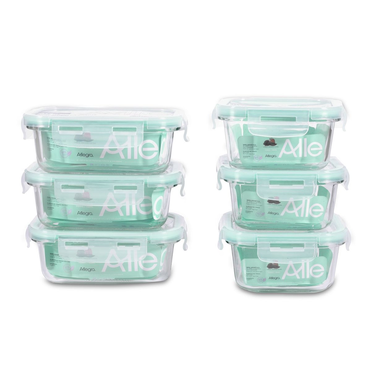 ALLEGRA - Set 12 Contenedores Vidrio Allegra