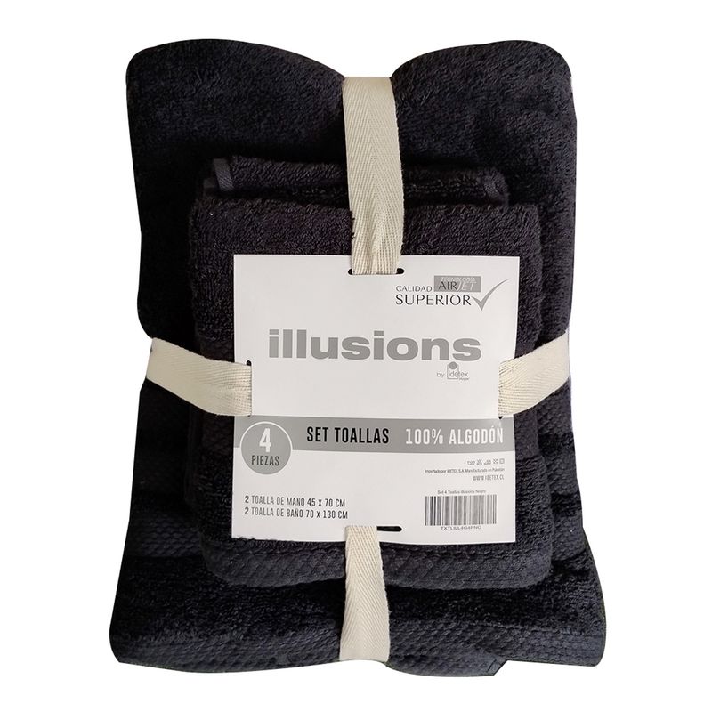 ILLUSIONS - Juego De Toallas 400 G Negro Illusions