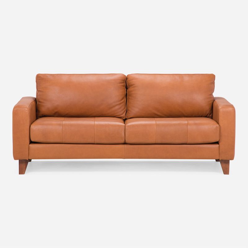 ROSEN - Sofá 3 Cuerpos Cuero Ankara Madera Whiskey Rosen