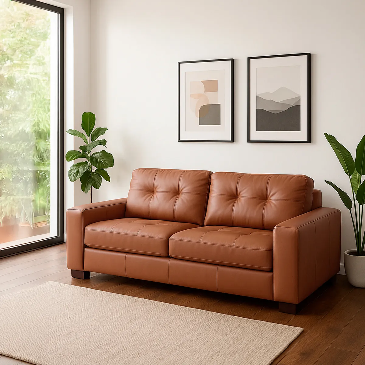 ROSEN - Sofá 3 Cuerpos Cuero Salerno Rosen