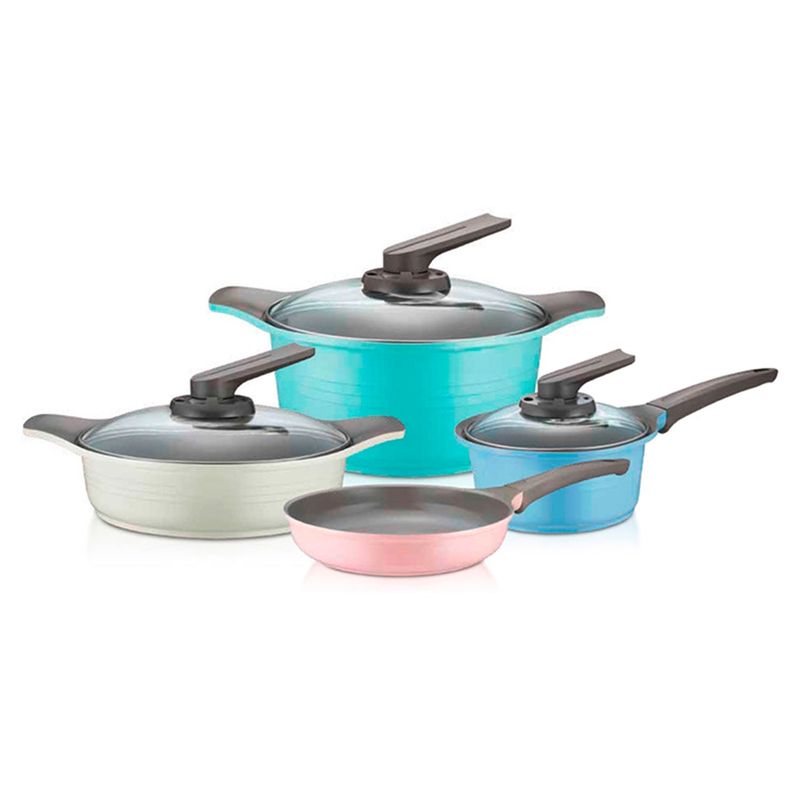 ROICHEN - Batería de Cocina Cerámica 7 Piezas Natural Vintage Roichen