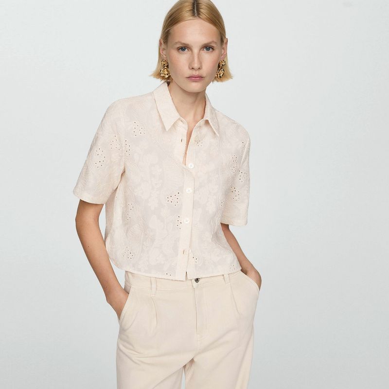 MANGO - Camisa Detalles Bordados Mujer Mango