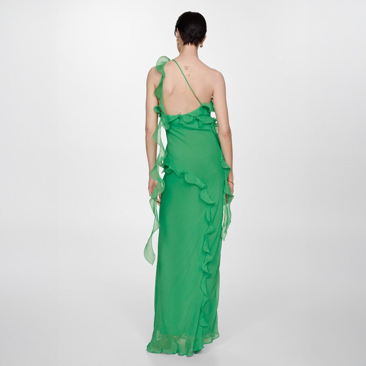 MANGO - Vestido Asimétrico Volante Mujer Mango