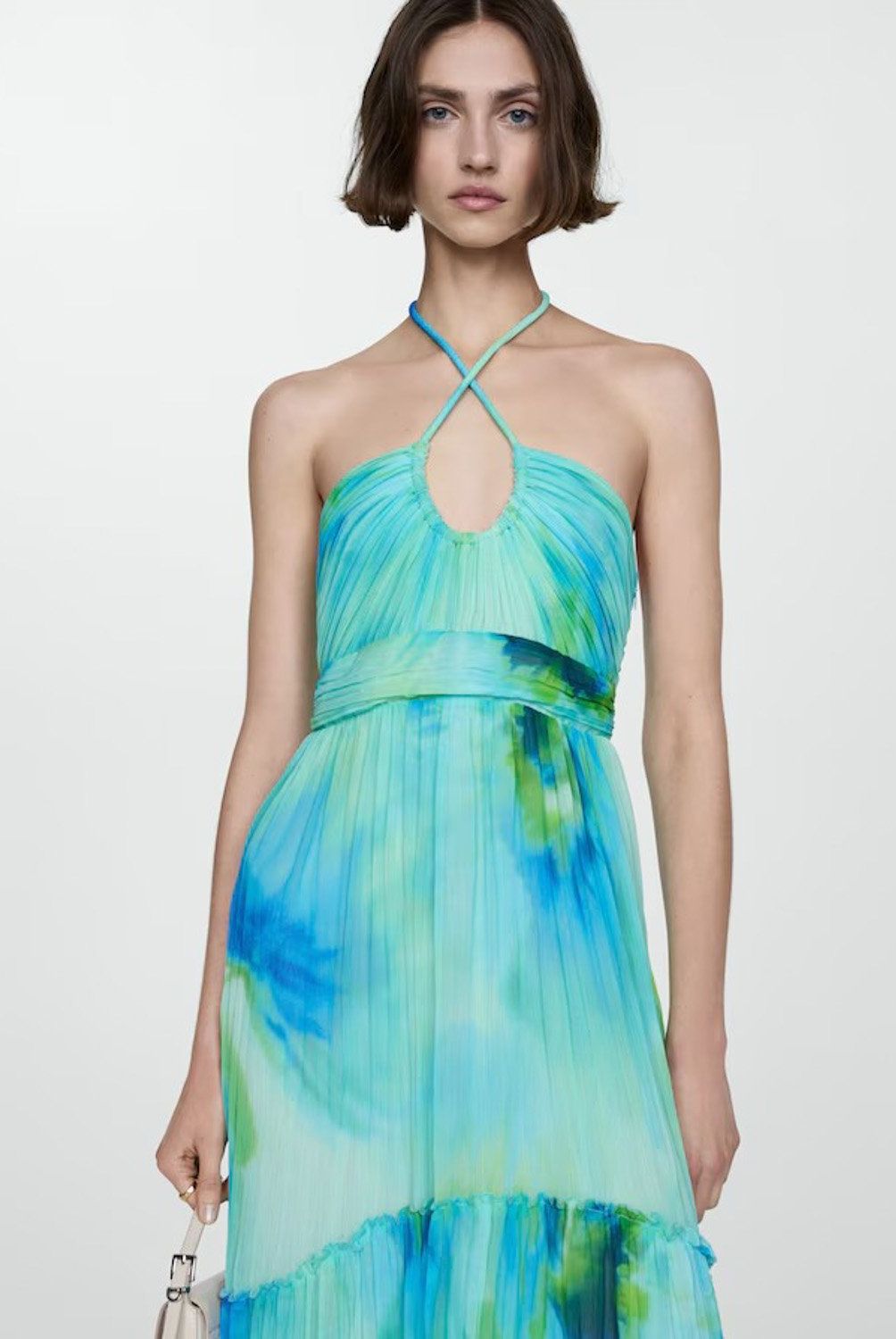 MANGO - Vestido Halter Estampado Mujer Mango
