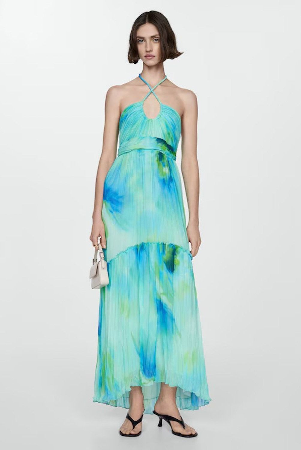 MANGO - Vestido Halter Estampado Mujer Mango