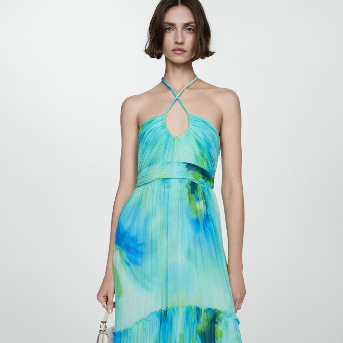 MANGO - Vestido Halter Estampado Mujer Mango