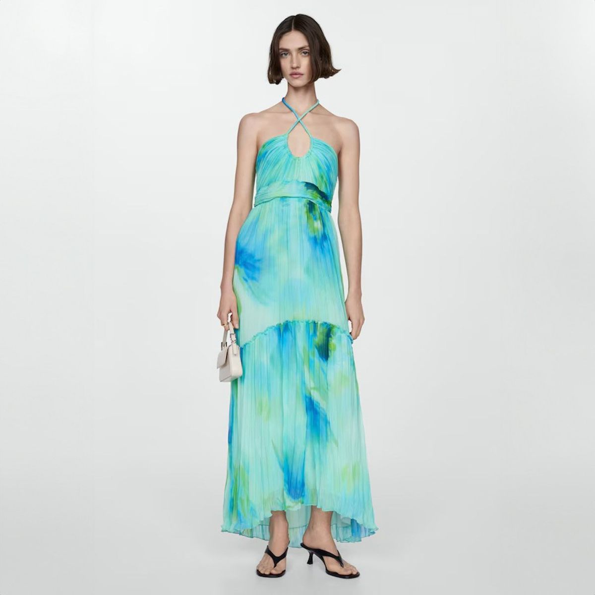 MANGO - Vestido Halter Estampado Mujer Mango