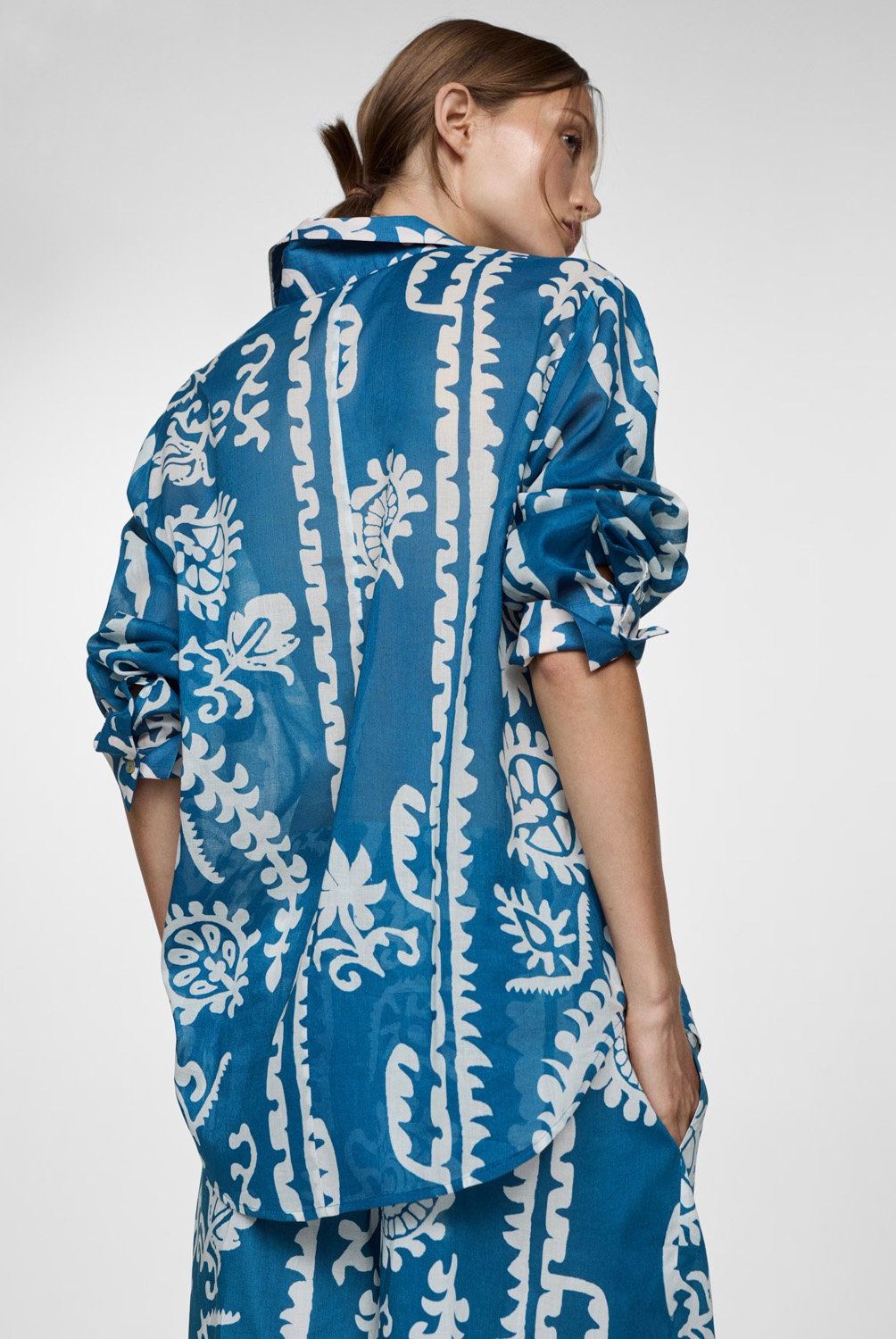 MANGO - Camisa Oversize Estampada Mujer Mango