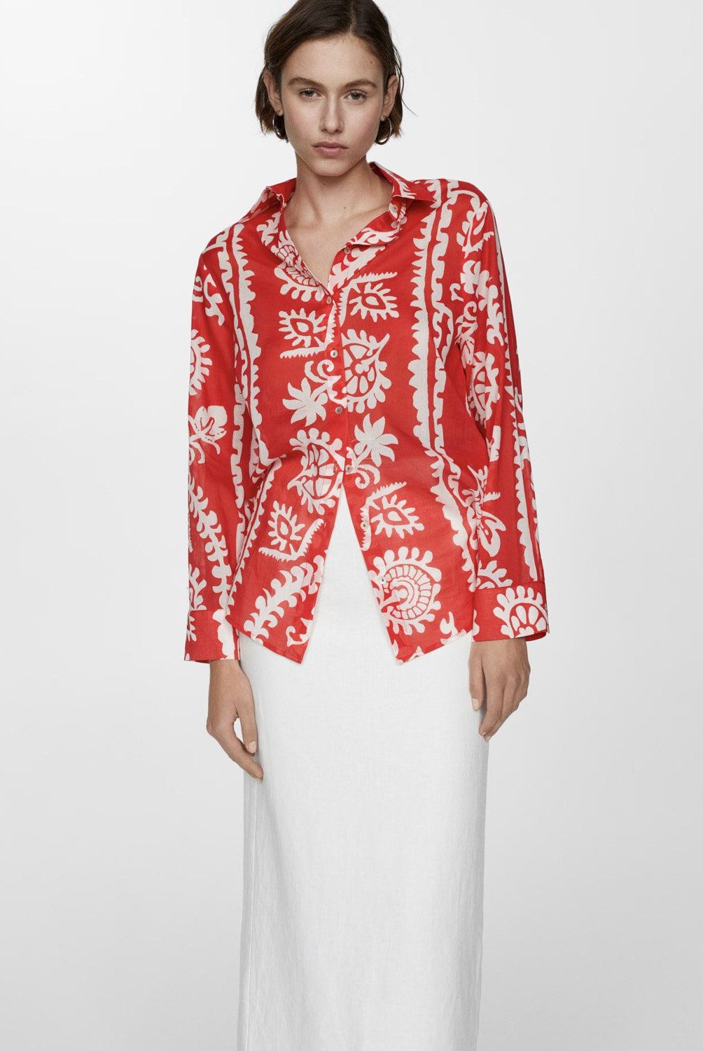 MANGO - Camisa Oversize Estampada Mujer Mango