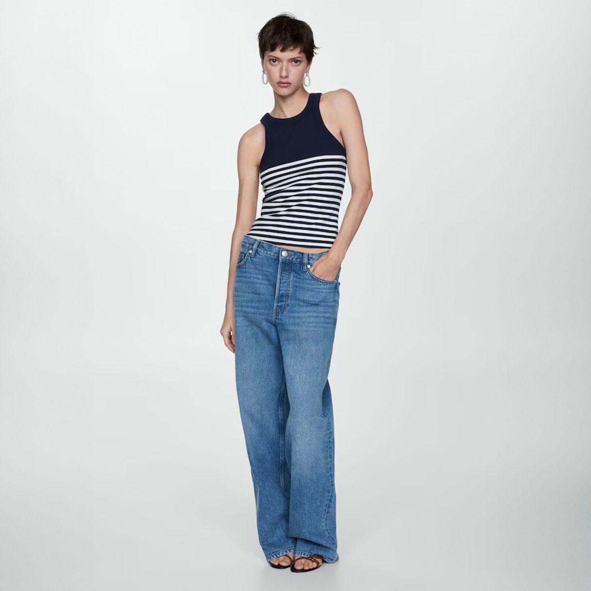 MANGO - Top Corto de Rayas para Mujer