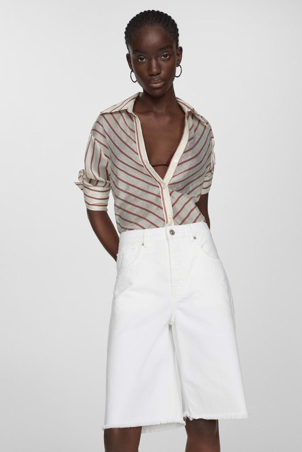 MANGO - Bermudas Vaqueras Rectas Mujer Mango