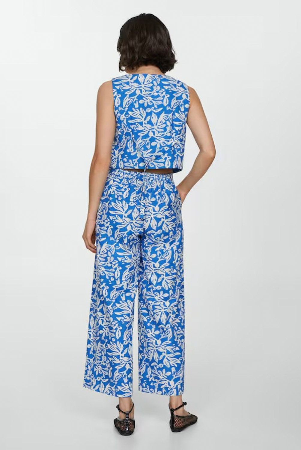MANGO - Pantalón Wideleg Estampado Mujer Mango