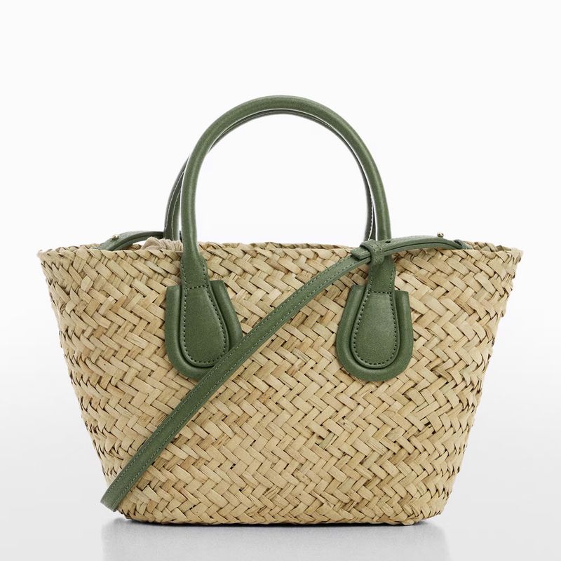 MANGO - Bolso Capazo Fibra Natural Mujer Mango