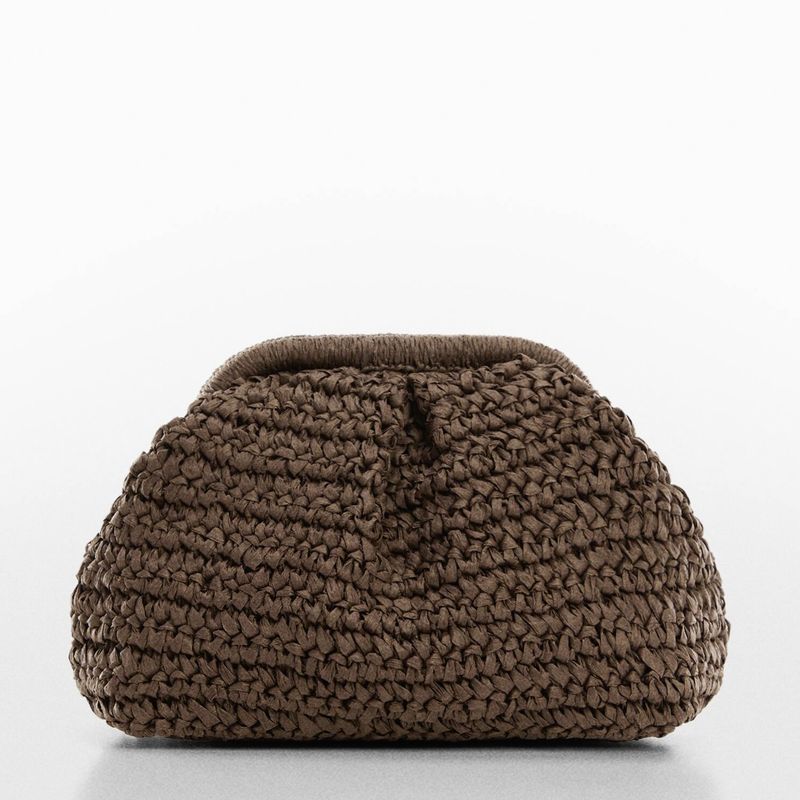MANGO - Bolso Clutch Ratán Mujer Mango