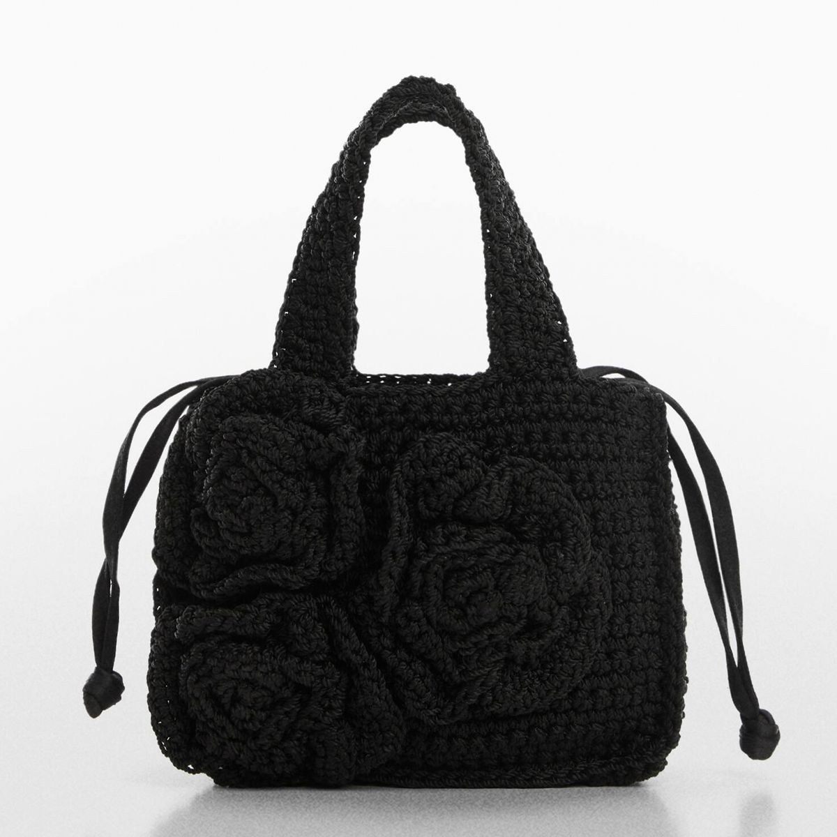 MANGO - Mini Bolso Crochet Flores Mujer Mango
