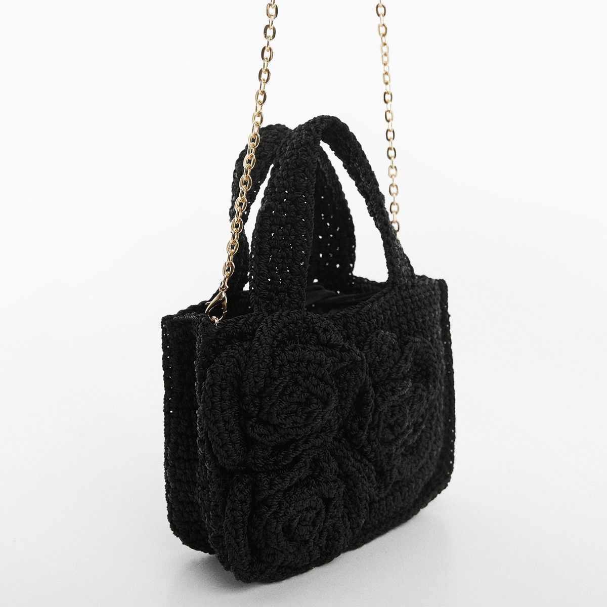 MANGO - Mini Bolso Crochet Flores Mujer Mango