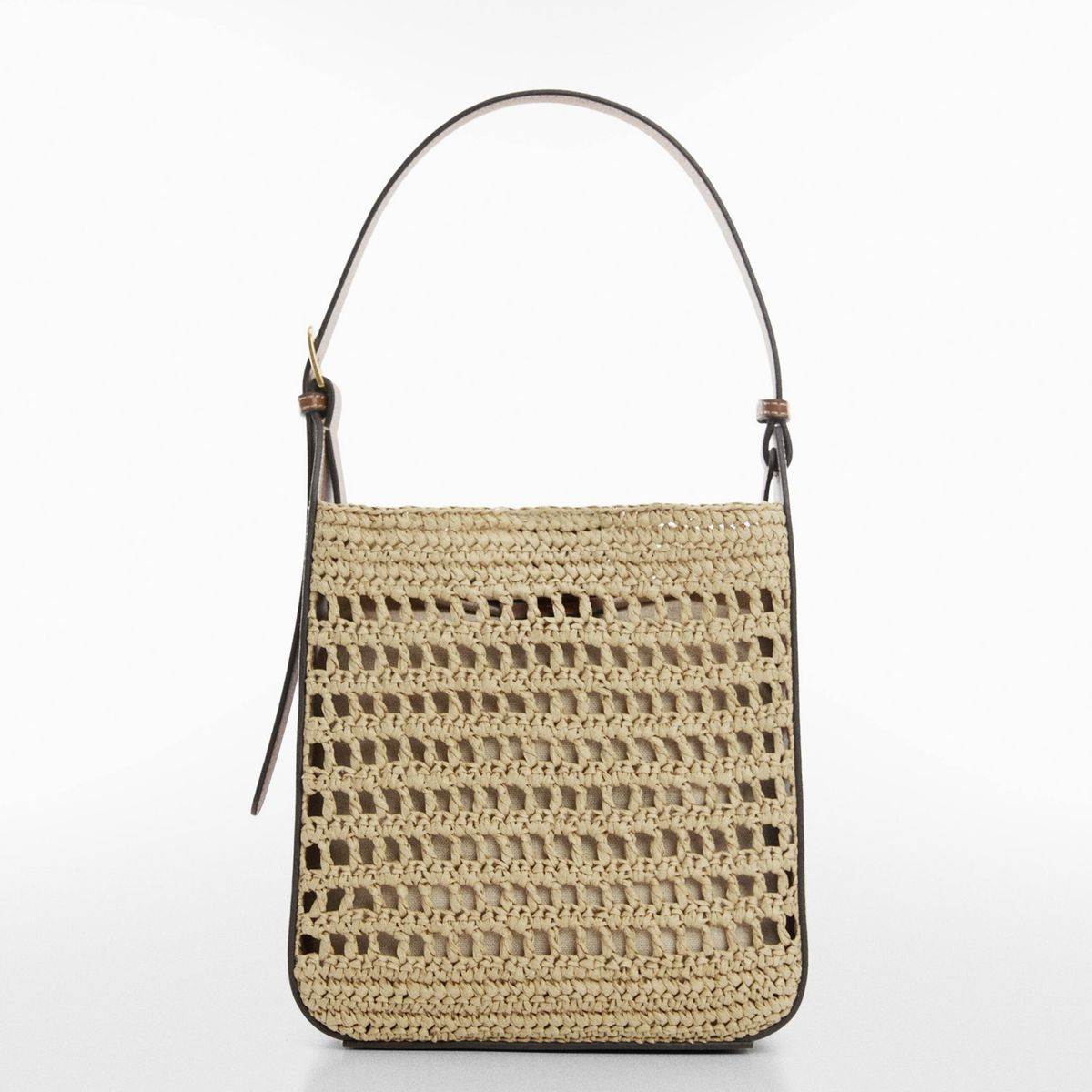MANGO - Bolso Saco Fibra Natural Mujer Mango