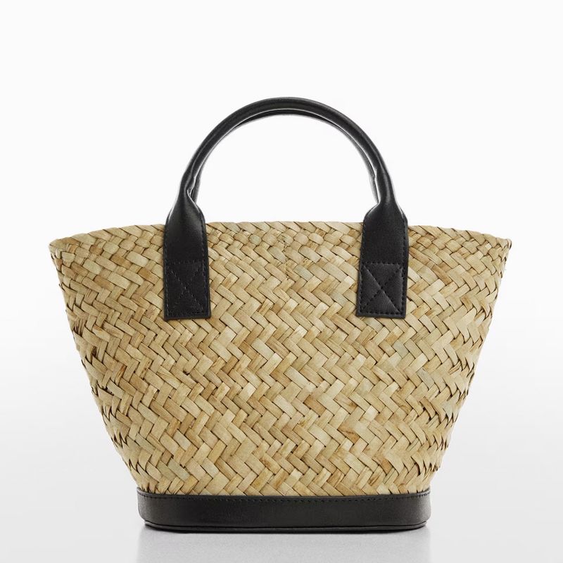MANGO - Bolso Capazo Fibra Natural Mujer Mango